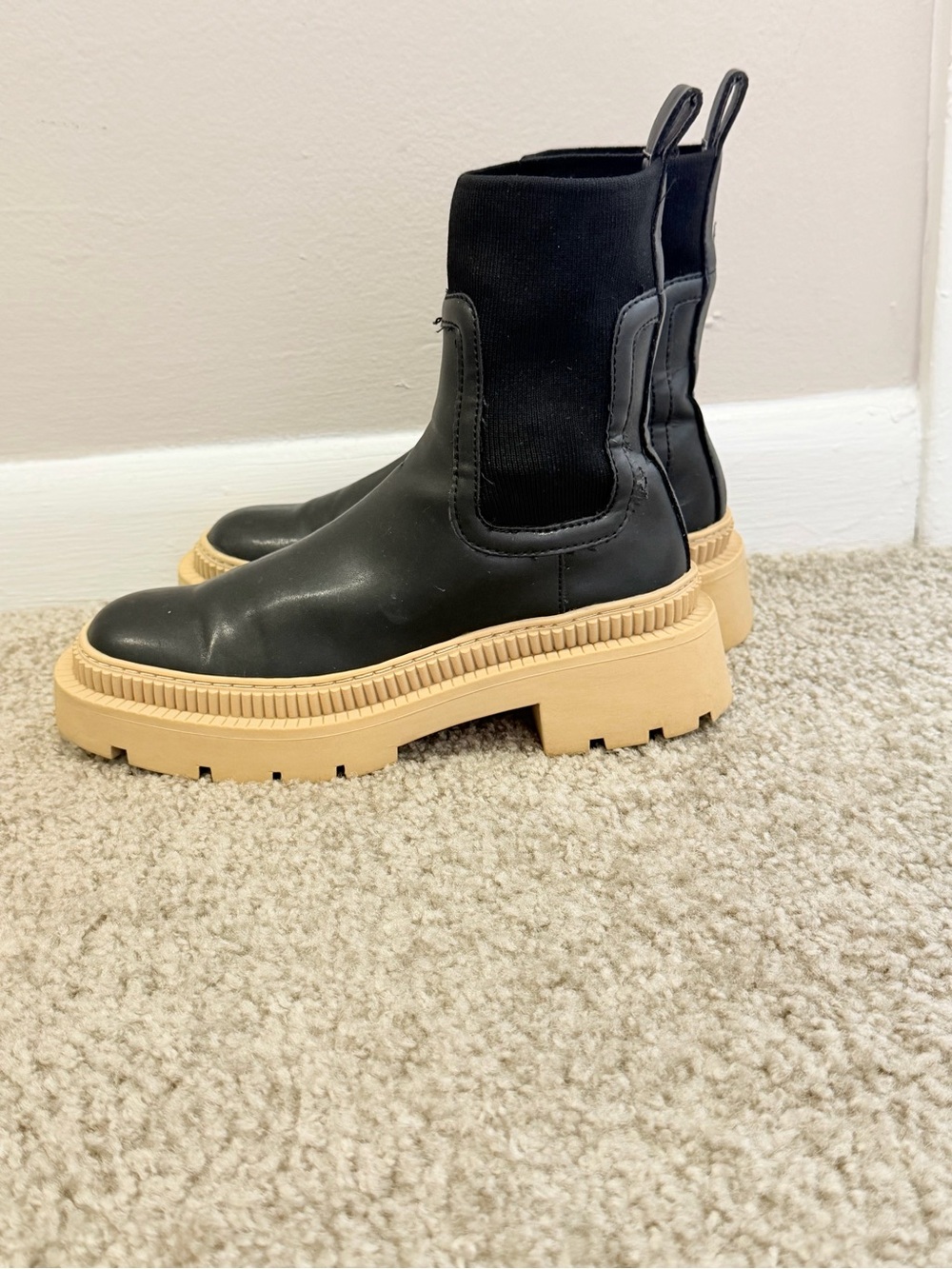 Mango Black Chelsea Platform Ankle Boots